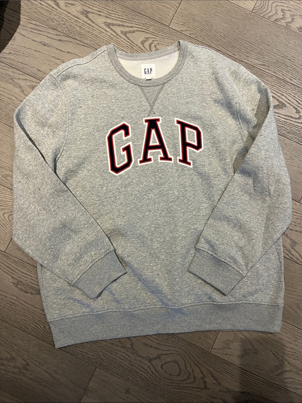 BNWOT GAP Light Gray Crewneck Sweatshirt with Red-Trim Logo